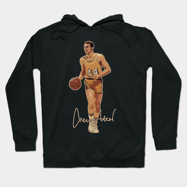 Jerry West Mr Clutch Basketball Legend Signature Vintage Retro 80s 90s Bootleg Rap Style Hoodie by CarDE